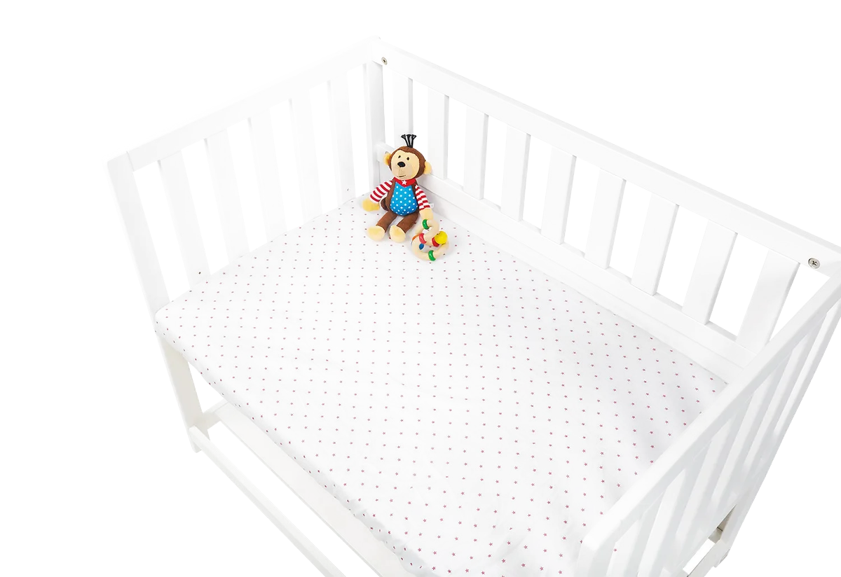 Pinolino Fitted sheets for cradles, add-on bedsand prams in twin pack 'Sternchen', jersey, pink and plain white - image 1